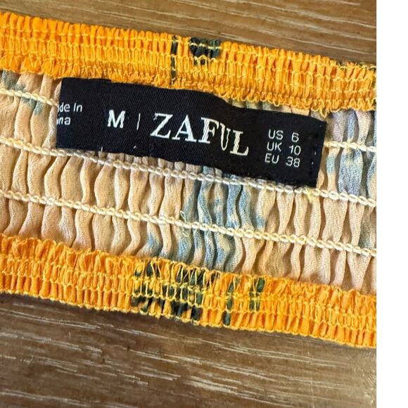 ZAFUL Yelow Floral Halter Top Shirt Women size M 6 - Picture 5 of 8
